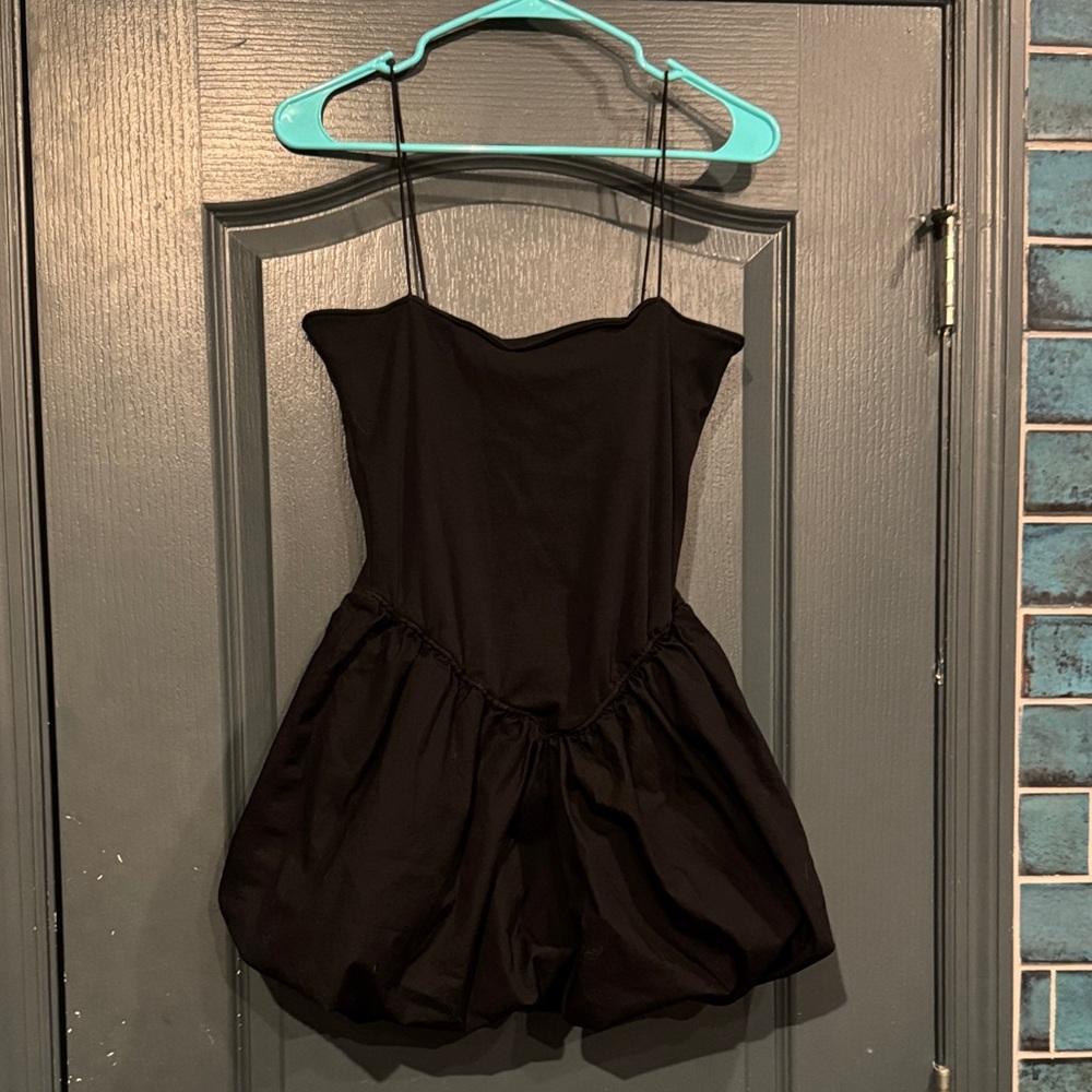 Black Bubble Hem Mini Dress